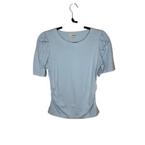 Madewell NWT Feather Blue Side-Cinch Puff-Sleeve Tee Blouse Cotton XS NU869‎